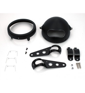 KÖRPERABDECKUNG SCHEINWERFER 145 MM SCHWARZ MATT SEITENMONTAGE FÜR CAFE RACER MOTORRAD