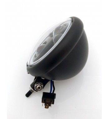 PHARE AVANT LED EU APPROUVE HALO RING 160 MM NOIR POUR CAFE RACER MOTO