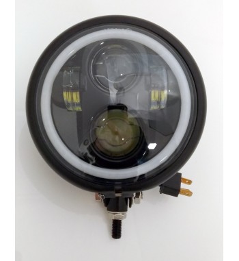 LED SCHEINWERFER EU ZULASSUNG HALO RING 6.75" 160 MM SCHWARZ FÜR CAFE RACER MOTORRAD