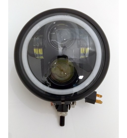 LED SCHEINWERFER EU ZULASSUNG HALO RING 6.75" 160 MM SCHWARZ FÜR CAFE RACER MOTORRAD