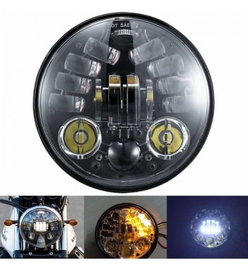 HEADLIGHT EU APPROVED LUCAS BLACK 145 MM MULTILED FOR CAFE RACER MOTORCYCLE