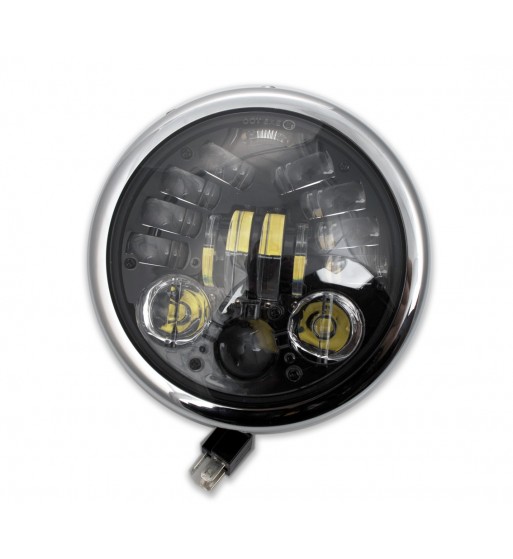 PHARE AVANT HOMOLOGUE LUCAS NOIR LED MULTIPLES 145 MM POUR CAFE RACER MOTO