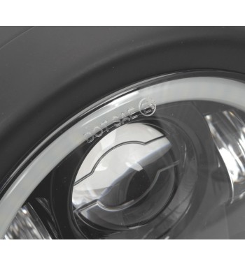 GLOSS BLACK HEADLIGHT ASSEMBLY LED FRONT HALO RING EU APPROVED 155 MM BATES FOR CAFE RACER MOTORCYCLE