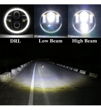 GLOSS BLACK HEADLIGHT ASSEMBLY LED FRONT HALO RING EU APPROVED 155 MM BATES FOR CAFE RACER MOTORCYCLE