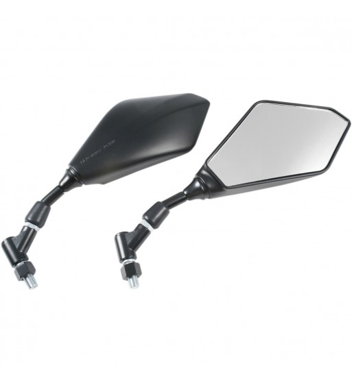 MIROIRS SET DE REMPLACEMENT DELUXE LENTILLE CONVEX NOIR MAT EU APPROUVÉ MOTOCYCLETTE