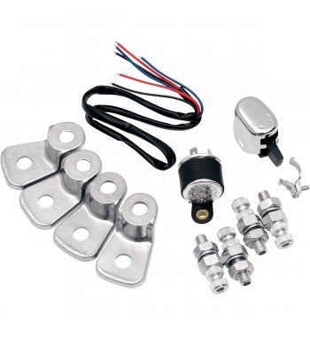 TURN SIGNALS WIRING KIT WITH CHROME BRACKETS FOR CAFE RACER VINTAGE MOTORCYCLE