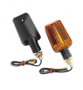 UNIVERSAL BLINKER EU ZULASSUNG MINI STALK SCHWARZ BERNSTEIN OBJEKTIV 27-8038 FÜR CAFE RACER VINTAGE MOTORRAD