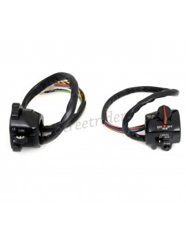 BLOCKS HANDLEBAR SWITCHES COMPLETE IN ALUMINUM VINTAGE STYLE 2 BLACKS FOR 22 MM MOTORCYCLE