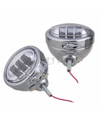 CHROME UNIVERSAL LED SPOTLIGHTS EU APPROVED 120 MM FOR CAFE RACER MOTORCYCLE
