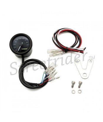 TACHIMETRO CONTAGIRI 48 MM VELONA NERO 200 KM/H PER MOTO CAFE RACER