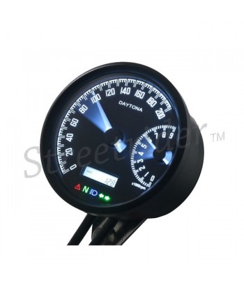 TACHIMETRO CONTAGIRI DUAL 80 MM 200 KM/H VELONA NERO PER MOTO