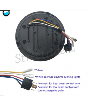 PHARES AVANT NOIR À LED 7.7" 200 MM HALO RING EU APPROUVÉ POUR MOTOCYCLETTE CAFE RACER