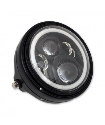 PHARES AVANT NOIR À LED 7.7" 200 MM HALO RING EU APPROUVÉ POUR MOTOCYCLETTE CAFE RACER