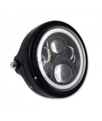 PHARES AVANT NOIR À LED 7.7" 200 MM HALO RING EU APPROUVÉ POUR MOTOCYCLETTE CAFE RACER
