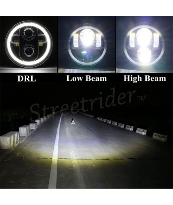 PHARES AVANT NOIR À LED 7.7" 200 MM HALO RING EU APPROUVÉ POUR MOTOCYCLETTE CAFE RACER