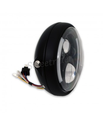 FARO ANTERIORE SLIM 180 MM SUPERLIGHT MULTIFUNZIONE LED NERO PER MOTO CAFE RACER