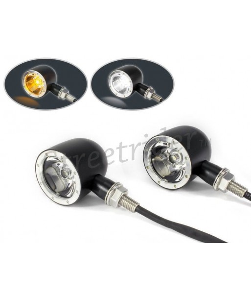 INDICATORI DI DIREZIONE FRECCE ANTERIORI MULTIFUNZIONE NERE/CROMO CREE LED PER MOTO