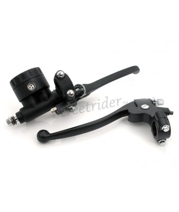 CONTROLS LEVERS IN ALUMINUM BRAKE AND CLUTCH KIT BLACK RETRO FOR 22MM HANDLEBAR. MOTO CAFE RACER