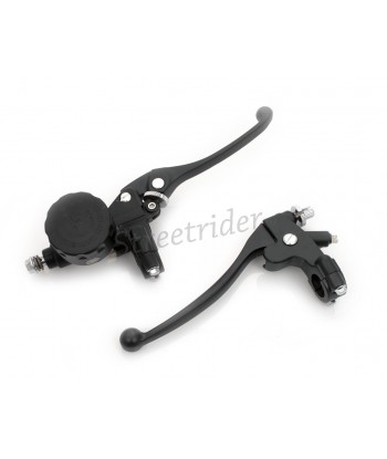 CONTROLS LEVERS IN ALUMINUM BRAKE AND CLUTCH KIT BLACK RETRO FOR 22MM HANDLEBAR. MOTO CAFE RACER