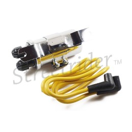 BOBINA CROMATA DI ACCENSIONE UNIVERSALE 6V DOPPIA USCITA CANDELA PER MOTO