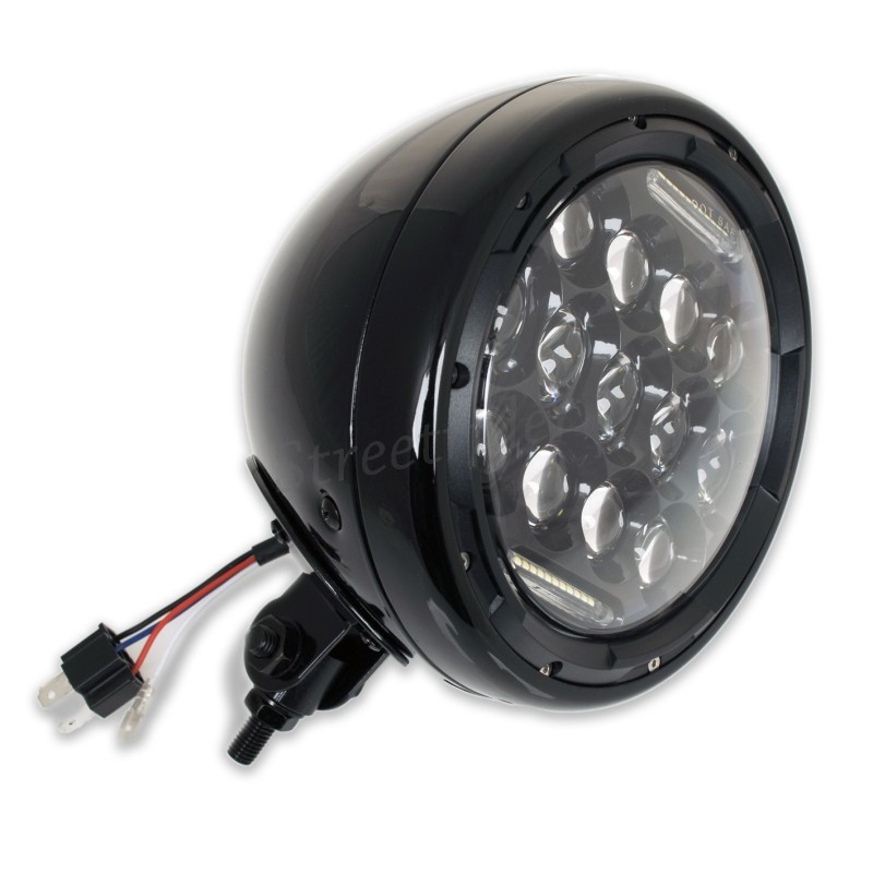 PHARE CENTRAL 190 MM MULTI PROJECTEUR 15 LED POUR MOTO CAFE RACER