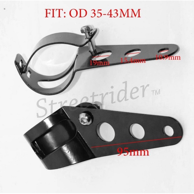 SIDE-MOUNT HEADLIGHT FORK BRACKETS BLACKS 35-43 MM CAFE RACER MOTORCYCLE
