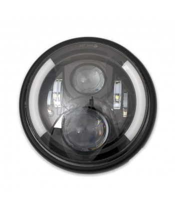 FARO ANTERIORE SLIM 180 MM SUPERLIGHT DUAL HALO LED NERO PER MOTO CAFE RACER