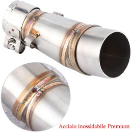TUBO DI RACCORDO UNIVERSALE 38 - 51 MM PREMIUM COLLETTORE DI SCARICO INOX PER MOTO CAFE RACER