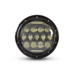 PHARE AVANT NOIR MULTI LED 7.5" 190 MM POUR CAFE RACER MOTO