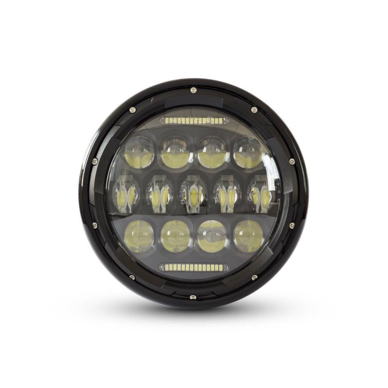 BLACK HEADLIGHT MULTI LED 7.5" 190 MM FOR CAFE RACER MOTORCYCLE
