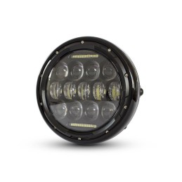PHARE AVANT NOIR MULTI LED 7.5" 190 MM POUR CAFE RACER MOTO