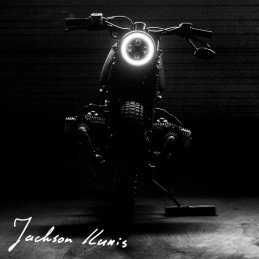 SCHEINWERFER SCHWARZE 7" 180 MM PREMIUM LED ANGEL EYE FÜR CAFE RACER MOTORRAD