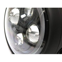 FARO FANALE ANTERIORE 7" 180 MM PREMIUM LED ANGEL EYE NERO PER MOTO CAFE RACER