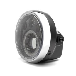SCHEINWERFER SCHWARZE/CHROM 7.4" 188 MM LED FÜR CAFE RACER MOTORRAD