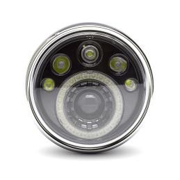 SCHEINWERFER SCHWARZE/CHROM 7.4" 188 MM LED FÜR CAFE RACER MOTORRAD