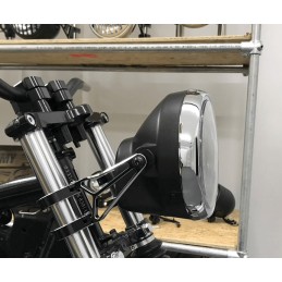 SCHEINWERFER SCHWARZE/CHROM 7.4" 188 MM LED FÜR CAFE RACER MOTORRAD