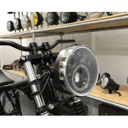 HEADLIGHT 7.4" 188 MM LED BLACK/CHROME FOR CAFE RACER MOTORCYCLE