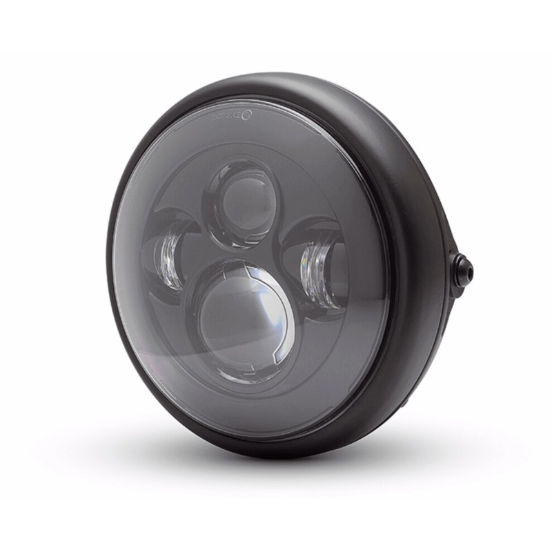 SCHEINWERFER SCHWARZE 7.6" 193 MM LED SLIM DESIGN FÜR CAFE RACER MOTORRAD