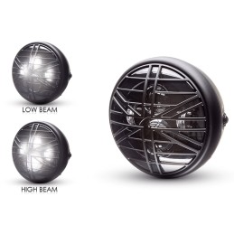 PHARE AVANT NOIR 7.6" 193 MM LED UNION JACK POUR CAFE RACER MOTO