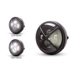 BLACK HEADLIGHT 7.6" 193 MM LED X-CROSS FOR CAFE RACER MOTORCYCLE