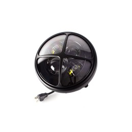 FARO FANALE ANTERIORE 7.6" 193 MM LED X-DESIGN CNC NERO PER MOTO CAFE RACER