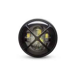 FARO FANALE ANTERIORE 7.6" 193 MM LED X-DESIGN CNC NERO PER MOTO CAFE RACER