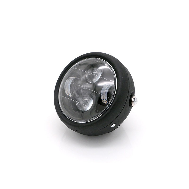 BLACK HEADLIGHT 6.7" 170 MM 4 LED FOR CAFE RACER MOTORCYCLE