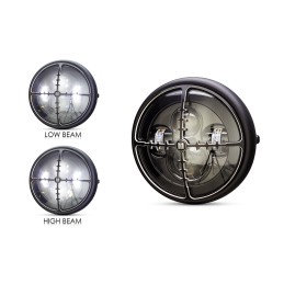 PHARE AVANT NOIR 7.6" 193 MM LED M DESIGN POUR CAFE RACER MOTO