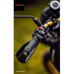 BLACK HEATED GRIPS 7/8" 22 MM KOSO WITH INTEGRATED BUTTONS FOR MOTORCYCLES