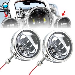 CHROME UNIVERSAL LED SPOTLIGHTS EU APPROVED 120 MM FOR CAFE RACER MOTORCYCLE