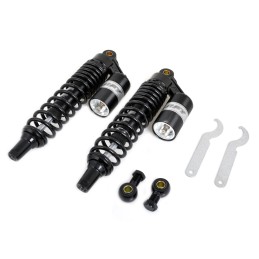 REAR BLACK SHOCK ABSORBERS UNIVERSAL SUSPENSION RFY EYE/EYE 360 MM FOR MOTORCYCLES