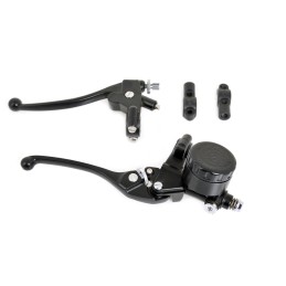 CONTROLS LEVERS IN ALUMINUM BRAKE AND CLUTCH KIT BLACK DELUXE FOR 22MM HANDLEBAR MOTO CAFE RACER