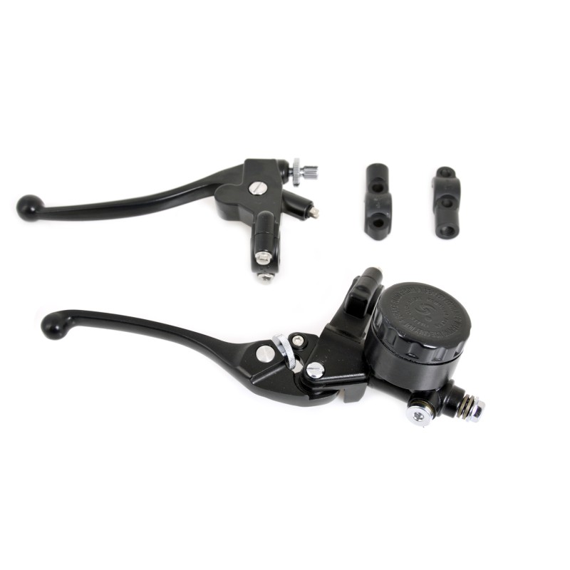CONTROLS LEVERS IN ALUMINUM BRAKE AND CLUTCH KIT BLACK DELUXE FOR 22MM HANDLEBAR MOTO CAFE RACER