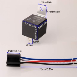 STARTER RELAY 12AWG 12V 40A 4 PIN CON SOCKET SPINA PER FARI CLACSON SIRENE MOTO